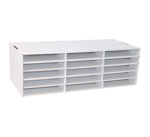 Classroom Keepers 9" x 12" Construction Paper Storage, 15-Slot, White, 9-3/8"H x 29-1/4"W x 12-7/8"D, 1 Unit - style: Holds 9"x 12" Paper
