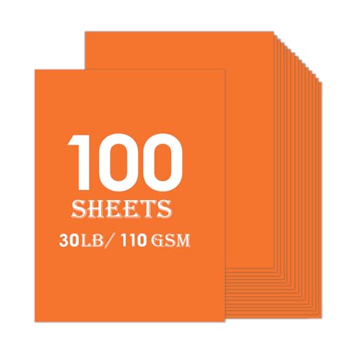 Orange Construction Paper Bulk 100sheets 8.5x11 (30lb/110gsm) - color: Orange
