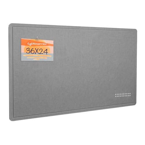 Lightomorrow Bulletin Board, 36 x 24 inches Felt Board - Decorative Pin Board, Cork Board Alternative for Wall, 3' x 2' Foldable Self-Adhesive Vision Board Prayer Board with 20 Pushpins - Gray - color: Gray, size: 36×24 inches