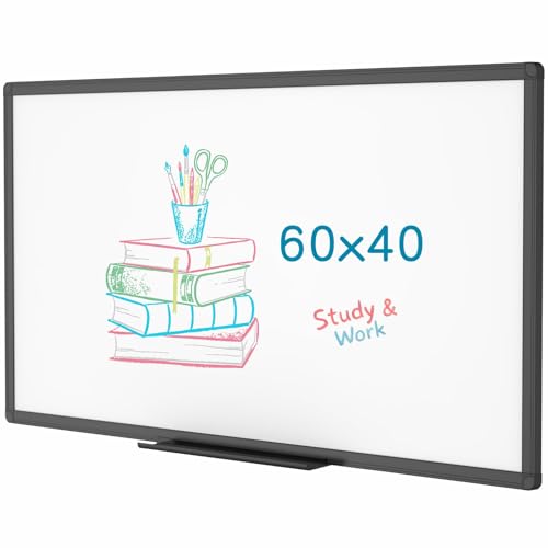 VIZ-PRO Magnetic Dry Erase White Board, 60 X 40 Inches, Black Aluminium Frame - size: 60 X 40 Inches