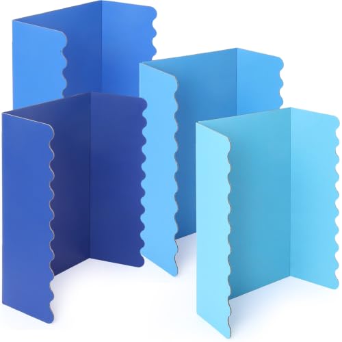 Mooliwe 4 Pack 24 X 16 Trifold Poster Board Tri Fold Poster Boards Foldable Corrugated Business Presentation Display Paper Boards for Science Fair Events, School Projects, Exhibitions - color: Blue Tones, size: 24" X 16"