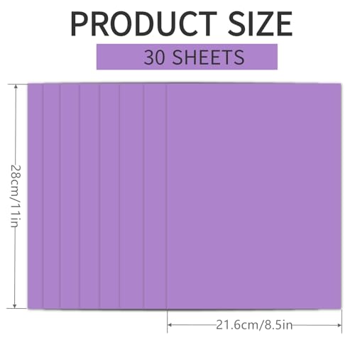 30 Sheets Purple Cardstock 8.5'' x 11'', 250gsm/90lb Heavyweight Cover Cardstock Paper, Thick and Smooth Card Stock Perfect for Invitations, Menus, Crafts, DIY Cards, Arts and Crafts (Purple) - color: Purple