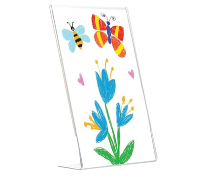 Snap 5x7 Clear Picture Frame 12 Pack: Frameless L-Shape Desktop Stand, Photo Frame and Sign Holder, Clear Acrylic Style Tabletop Display, 5 x 7 - size: 7" x 5"