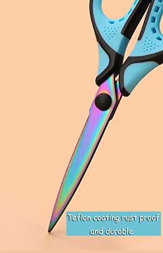 Jasni 3 Pack Teflon blackening Non-Stick Premium 7.5" Titanium No Rust Super Sharp Scissors Shears Soft Comfort-Grip for Office School Home Art Craft DIY student paper Sewing Fabric (Blue) - color: Blue