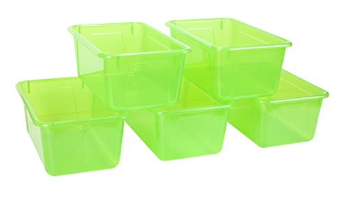 Storex Small Cubby Bins – Plastic Storage Containers for Classroom, 12.2 x 7.8 x 5.1 inches, Candy Green, 5-Pack (62477A05C) - color: Candy Green, size: 12.2 x 7.8 x 5.1 Inches, style: Bin Only