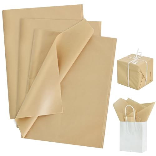 BEISHIDA 100 Sheets Khaki Tissue Paper Bulk, Wrapping Tissue Paper for Gift Bags, 14 x 20 Inch Gift Wrap for Birthday Wedding Graduation DIY Crafts Holiday Flowers - color: desert brown