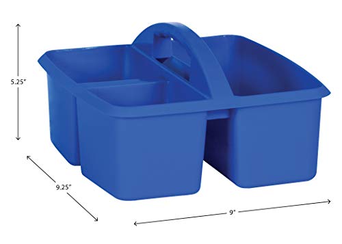 Teacher Created Resources Blue Portable Plastic Storage Caddy 6-Pack for Classrooms, Kids Room, and Office Organization, 3 Compartment