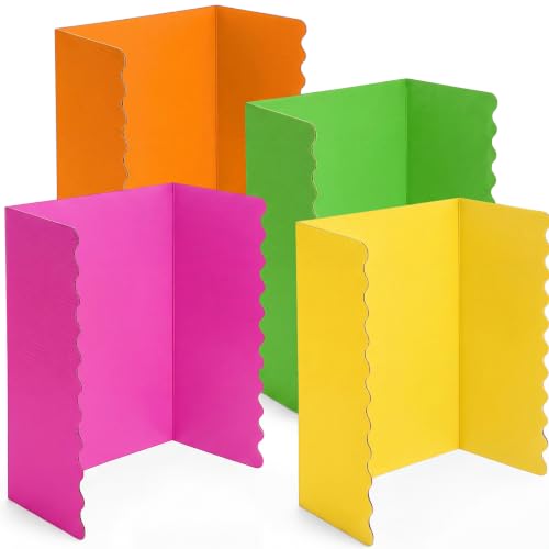 Mooliwe 4 Pack 26" x 17" Trifold Poster Board Tri Fold Poster Boards Foldable Corrugated Business Presentation Display Paper Boards for Science Fair Events, School Projects, Exhibitions - color: Neon, size: 26" X 17"