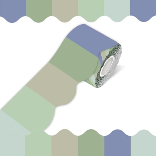 70Ft Bulletin Board Border- Morandi Summer Scalloped Rolled Border Trim Board Border, Wavy Line Decorative Roll for Classroom, School, Office, Home - color: Morandi Summer