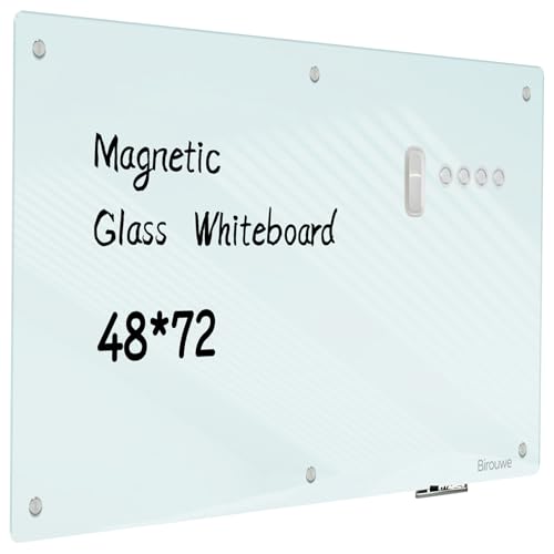 Glass Whiteboard 48 * 72Inches - color: White, size: 48" x 72"