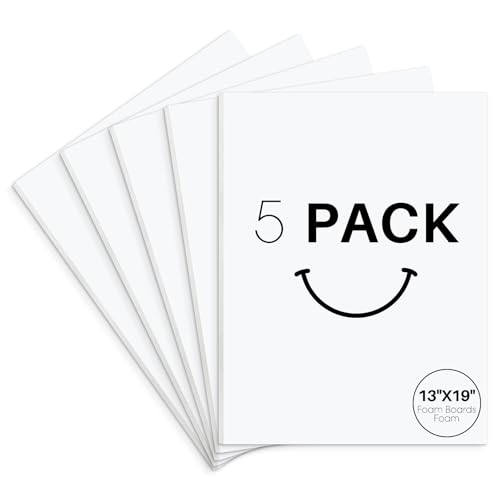 Golden State Art, Acid Free 5 Pack 13x19 White Foam Boards Foam Core Poster Board, 1/8'' Thick Polystyrene Foam Sheet for Projects, Mounting, Crafts, Art and Presentations - color: White, size: 13x19
