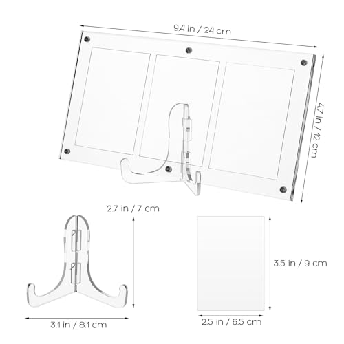 COLLBATH Triple Stand Acrylic Easel Display Stand for Sports Cards and Pictures, Sturdy and Multifunctional Tabletop Holder with Sleek Modern Design for Office Desktop and Home Use