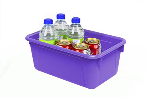 Storex Small Cubby Bins – Plastic Storage Containers for Classroom, 12.2 x 7.8 x 5.1 inches, Purple, 5-Pack (62419U05C) - color: Purple, style: Bin Only