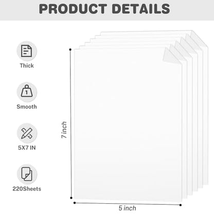 Cardstock 5x7, 220 Sheets, White Card Stock, 5x7 Cardstock Paper, 75lb/ 200gsm Heavyweight Blank Cards for Printer,DIY,Wedding Invitations, Thankyou Cards, Postcards - color: White, size: 5x7IN-220 Sheets