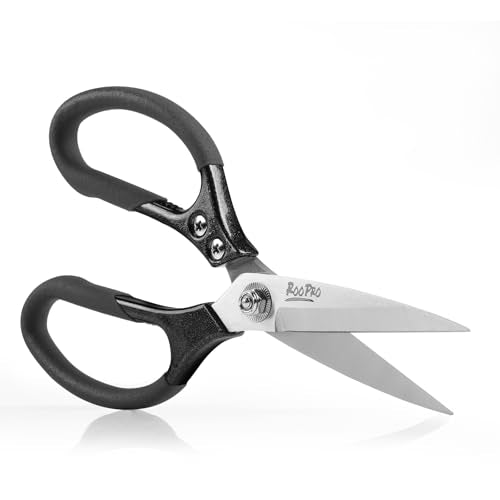 Heavy Duty Scissors All Purpose, 8.5 inch Stainless Steel Utility Sharp Shears, Aluminum Alloy Handle for Cutting Cardboard,Carpet,Fabric,Leather,Rope,Rubber,Plastic and Kitchen or Workshop Use - color: Grey