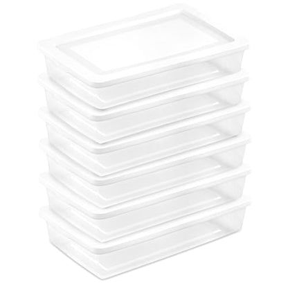 Sterilite 6 Pack Storage Box, 41 Quart Stackable Tote, Clear Plastic Container with Secure Snapping White Lids for Home and Office Organization - size: 41 Quart, style: 6 Pack