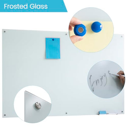 Glass Whiteboard Magnetic Glass Dry Erase WhiteBoard 72"x48", Frosted Surface Glass White Board Wall Mounted for Office School Home - color: 72*48 White Frosted