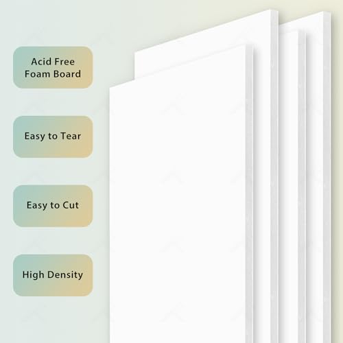 Golden State Art, 16x20 One Side Self Adhesive White Foam Boards 10 Pack 3/16" Thick Lightweight but Sturdy Self Sticky Foam Boards for Projects, Pictures, Decorations and Craft Display - size: 16x20