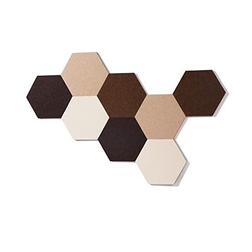LAJAR 8 Pcs Self Adhesive Felt Bulletin Board Tiles (Large), Hexagon Color Felt Pin Board Wall Tiles for Photos, Pictures, Memos (Camel Large) - color: Camel