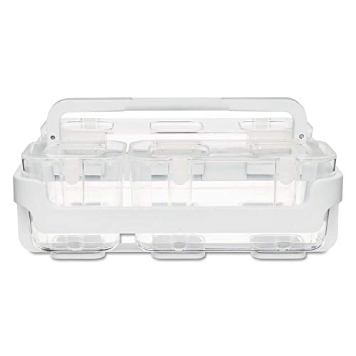 deflecto Stackable Caddy Organizer with S, M and L Containers, Plastic, 10.5 x 14 x 6.5, White Caddy/Clear Containers