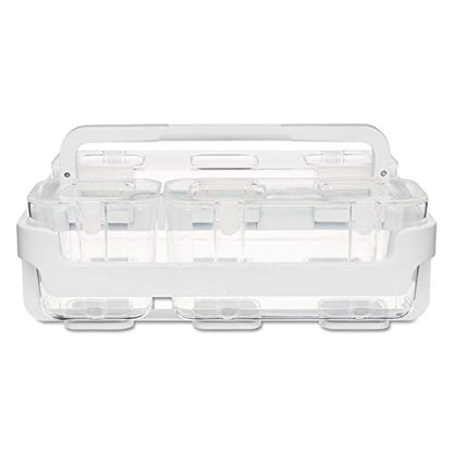 deflecto Stackable Caddy Organizer with S, M and L Containers, Plastic, 10.5 x 14 x 6.5, White Caddy/Clear Containers