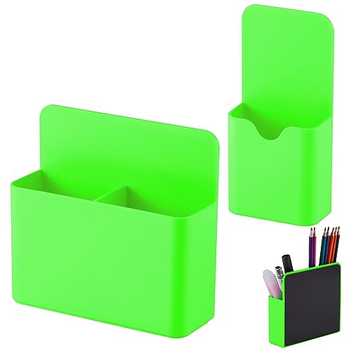 KITANIS Magnetic Pen Holder,2 Pack Magnetic Dry Erase Marker Holder with Generous Compartments,Strong Magnet Storage Marker Pen Pencil Organizer for Refrigerator,Whiteboard,Locker Accessories - color: Green