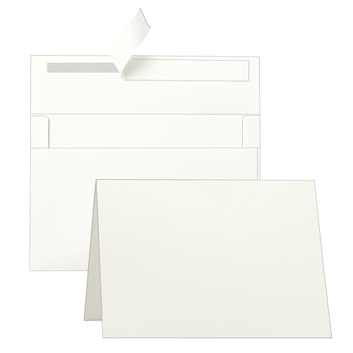 Guakicae Blank Cream Cards and Envelopes 5 x 7 Off White 300GSM Folded Cardstock and A7 Envelopes Printable Self Seal 20 packs for Wedding Invitations, Thank You Cards, Christmas - color: Off White, size: 5x7-20pcs