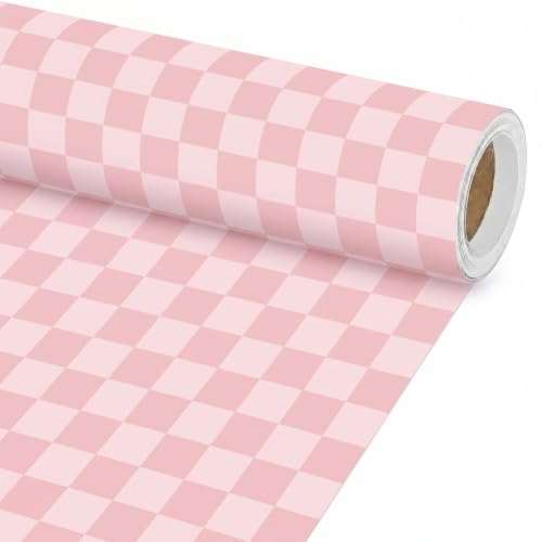 Pink Checkered Bulletin Board Paper Roll Pink Grid Bulletin Board Background Not Easy to Fade Bulletins Decorations Crafts for Back to School Poster Arts Crafts Classroom Supply 15.8in x 20ft - style: Pink Checkered