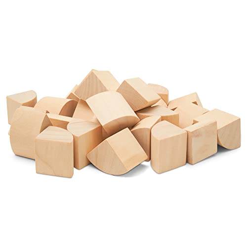 Quarter Circle Wooden Building Blocks Set 1-inch, Pack of 50 Unfinished Wooden Blocks for Crafts & Loose-Parts Play, by Woodpeckers - color: Quarter Circle