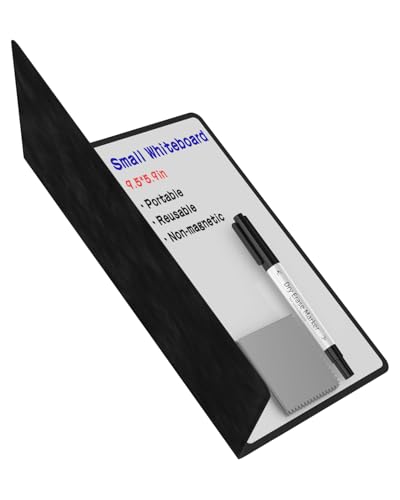Mehaving Portable Small White Board Dry Erase Board, Reusable 9.5 * 6.6in Notebook Memo, Office Home Supplies Desk Accessories MH760 (Black) - color: Black