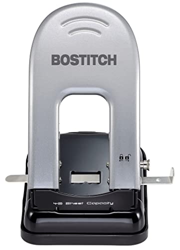 Bostitch Office Indulge 40 Reduced Effort 2-Hole Punch, 40 Sheets, Silver (2340) - style: 40 Sheets