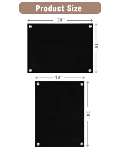 Mifuro Magnetic Glass Whiteboard，24"x18" Wall Mounted Frameless Dry Erase Board for Office, Home & School Black - color: Black, size: Size-24 x 18 inches