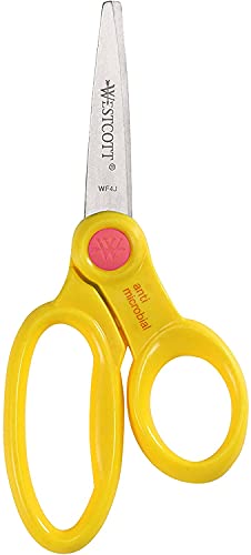 Westcott School Scissor Caddy and Kids Scissors, 24 Scissors and 1 Caddy, 5-Inch Pointed, Case of 4 (14755)