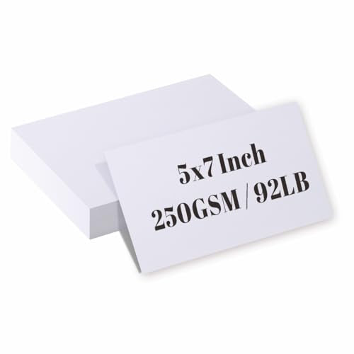 50 Pack 5x7 White Cardstock Paper, Thick Index Card for Printer, 92lb/250GSM Heavyweight Blank Card, Postcards, Wedding Invitation, DIY Crafting, Greeting Card Making - color: White, size: 5x7 Inches