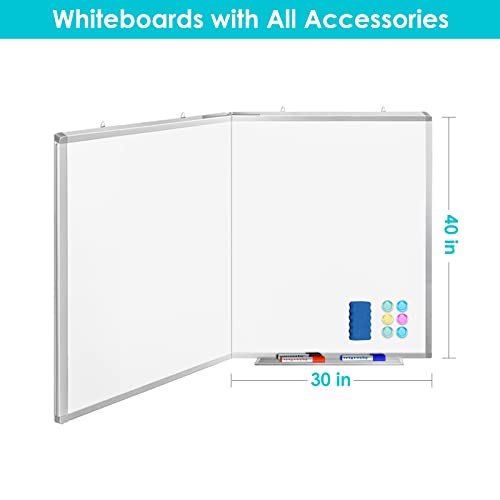 White Board Dry Erase 60x40, Large Magnetic Whiteboard Maxtek Dry Erase Boards for Wall, Aluminum Presentation Wall-Mounted Marker Board with a Long Pen Tray for School, Classroom, Office & Home - size: 60"W x 40"H, style: Style B