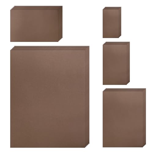 Silunkia 500 Sheets Coffee Color Cardstock 5 Assorted Size Crafts Paper, 200gsm/75lb Thick Dark Brown Paper Card Stock for DIY Cards, Greeting Cards, Wedding Invitations, School Scrapbooking - color: Coffee, size: 500 Sheets