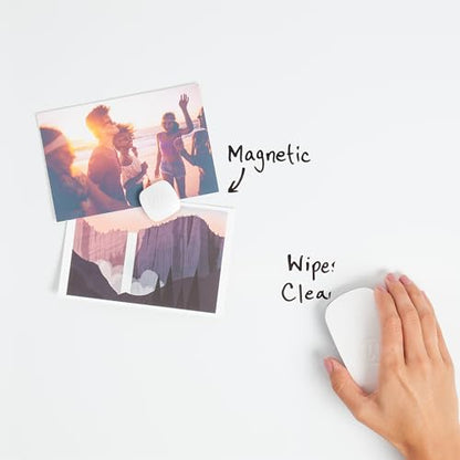 U Brands Magnetic Square Marble Print Dry Erase Board White Board, 14" x 14", Frameless, Includes Magnet and Marker