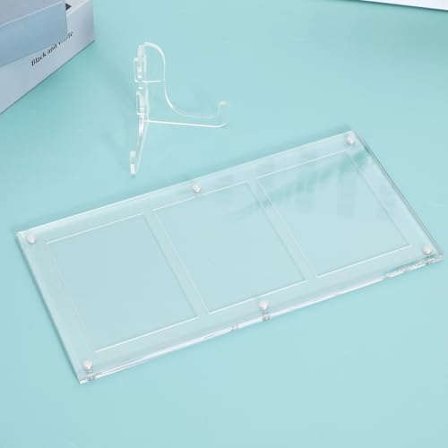 COLLBATH Triple Stand Acrylic Easel Display Stand for Sports Cards and Pictures, Sturdy and Multifunctional Tabletop Holder with Sleek Modern Design for Office Desktop and Home Use