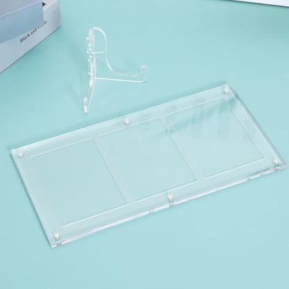 COLLBATH Triple Stand Acrylic Easel Display Stand for Sports Cards and Pictures, Sturdy and Multifunctional Tabletop Holder with Sleek Modern Design for Office Desktop and Home Use