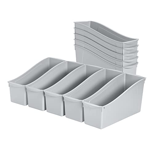 ECR4Kids Linking Plastic Storage Book Bin, Multipurpose Organization, Light Grey, 10-Piece - color: Light Grey
