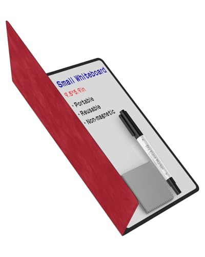 Mehaving Portable Small White Board Dry Erase Board, Reusable 9.5 * 6.6in Notebook Memo, Office Home Supplies Desk Accessories MH760 (Red) - color: Red