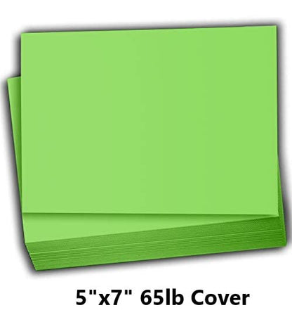 Hamilco Colored Scrapbook Cardstock Paper 5x7 Card Stock Paper 65 lb Cover 100 Pack (Green Apple) - color: Green Apple