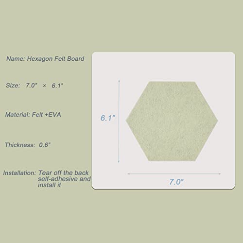 LAJAR 8 Pcs Hexagon Felt Bulletin Board Tiles, Self Adhesive Felt Pin Board Wall Tiles for Photos, Pictures, Memos (Green) - color: Green