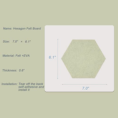 LAJAR 8 Pcs Hexagon Felt Bulletin Board Tiles, Self Adhesive Felt Pin Board Wall Tiles for Photos, Pictures, Memos (Green) - color: Green