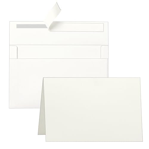 Guakicae 100 packs Cream Greeting Cards and Envelopes 4 x 6 Heavyweight Folded Off White Cardstock and A4 Envelopes Printable Self Seal for Wedding Invitations, Festival Blessing - color: Off White, size: 4x6-100pcs