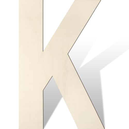 Large Wooden Letters 17 Inch Big Wooden Alphabet Letters for Wall Decor Unfinished Large Wood Letters for Nursery Decor Crafts Blank Wooden Cutout Sign for Party Birthday Wedding Decoration (K) - color: K