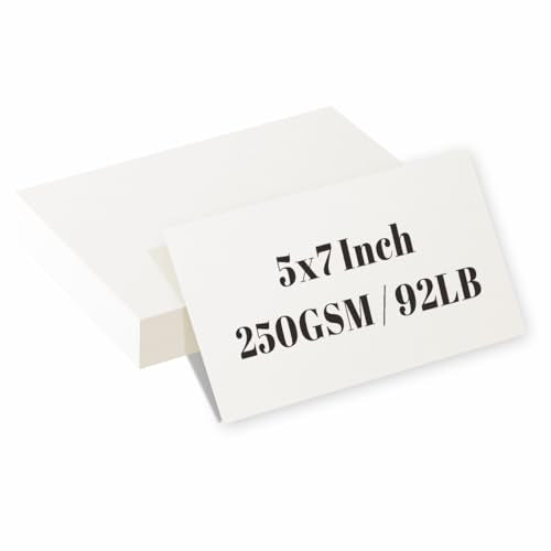 50 Pack 5x7 Cream White Cardstock Paper, Thick Index Card for Printer, 92lb/250GSM Heavyweight Blank Card, Postcards, Wedding Invitation, DIY Crafting, Greeting Card Making - color: Cream, size: 5x7 Inches