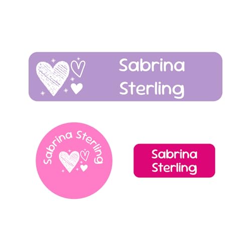Name Bubbles - Kids Custom Name Labels for Daycare, School, Camp (102 Labels) - Personalized Waterproof Name Stickers for Clothes Tags, Lunch Boxes, Water Bottles, & School Supplies (Doodle Hearts) - color: Doodle Hearts, size: 102 Labels