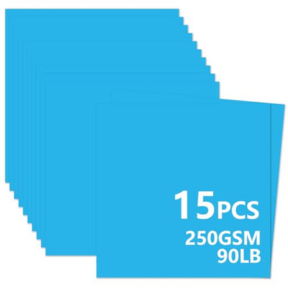 15 Sheets Blue Cardstock 12"x12",250gsm/90lb Heavyweight Cover Cardstock Paper, Thick and Smooth Card Stock Perfect for Card Making, Scrapbooking and Crafts - color: Blue