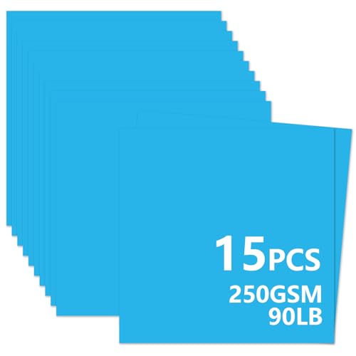 15 Sheets Blue Cardstock 12"x12",250gsm/90lb Heavyweight Cover Cardstock Paper, Thick and Smooth Card Stock Perfect for Card Making, Scrapbooking and Crafts - color: Blue